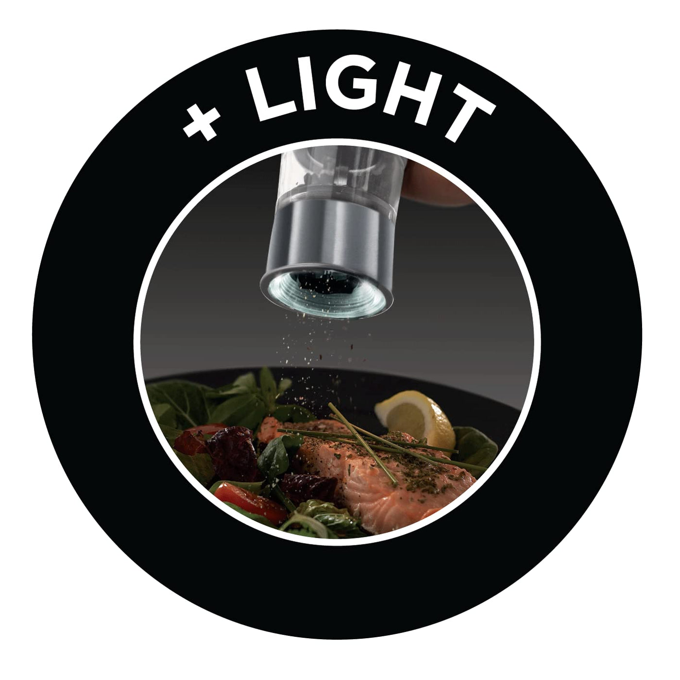 Russell Hobbs Salz und Pfeffer Mühle elektrisch [2er Set] Edelstahl (Keramikmahlwerk für getrocknete Gewürze & Kräuter, Mahlgrad einstellbar fein bis grob, LED Beleuchtung) Gewürzmühlen 23460-56