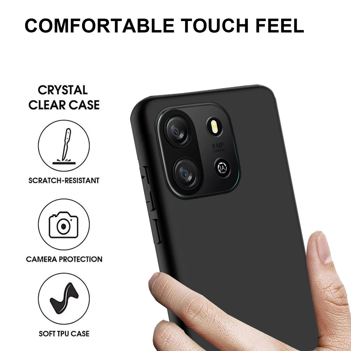 LYZXMY Hülle für Blackview Oscal Flat 1C(6.56") Schwarz Handyhülle + 3 Stück Gehärtetes Glas Schutzfolie, Case Weich Silikon TPU Schutzhülle Cover 9H Härte HD Gehärtetes Glasfolie Glas