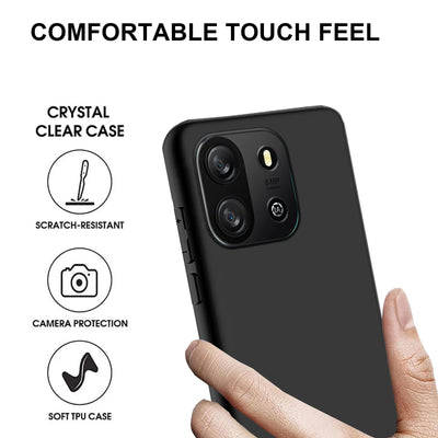 LYZXMY Hülle für Blackview Oscal Flat 1C(6.56") Schwarz Handyhülle + 3 Stück Gehärtetes Glas Schutzfolie, Case Weich Silikon TPU Schutzhülle Cover 9H Härte HD Gehärtetes Glasfolie Glas