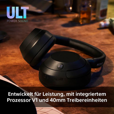 Sony ULT WEAR | Kabellose Bluetooth Kopfhörer mit Noise Cancelling | mit Mikrofon, 30 h Akku, Bass Boost Funktion | Geeignet für Sport, Musikgenuss, Reisen & Arbeit, Schwarz