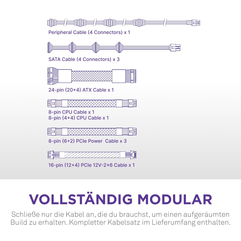 NZXT C1000 Gold ATX 3.1 - Vollständig modulares, geräuscharmes PC-Gaming-Netzteil - 1000 Watt - 80 PLUS Gold - 12V-2x6-Anschluss - Zero Fan-Modus - 100 % japanische Kondensatoren - Schwarz