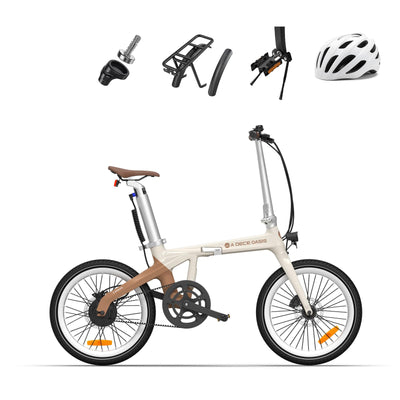 ADO E-Bike Air Carbon Elektrofahrrad, ebike Damen/ebike Herren,Bike,klapprad Riemenantrieb 14,5Kg IPS LCD Display, GPS,ADO APP,250W (Beige)