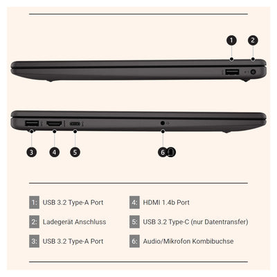 HP 250 G10 Business Laptop, Intel Core i5-1335U, 32 GB DDR4 RAM, 1 TB PCIe SSD, 15.6" IPS FHD Display, Intel Iris Xe Graphics, QWERTZ Tastatur, Windows 11 Pro, Grau