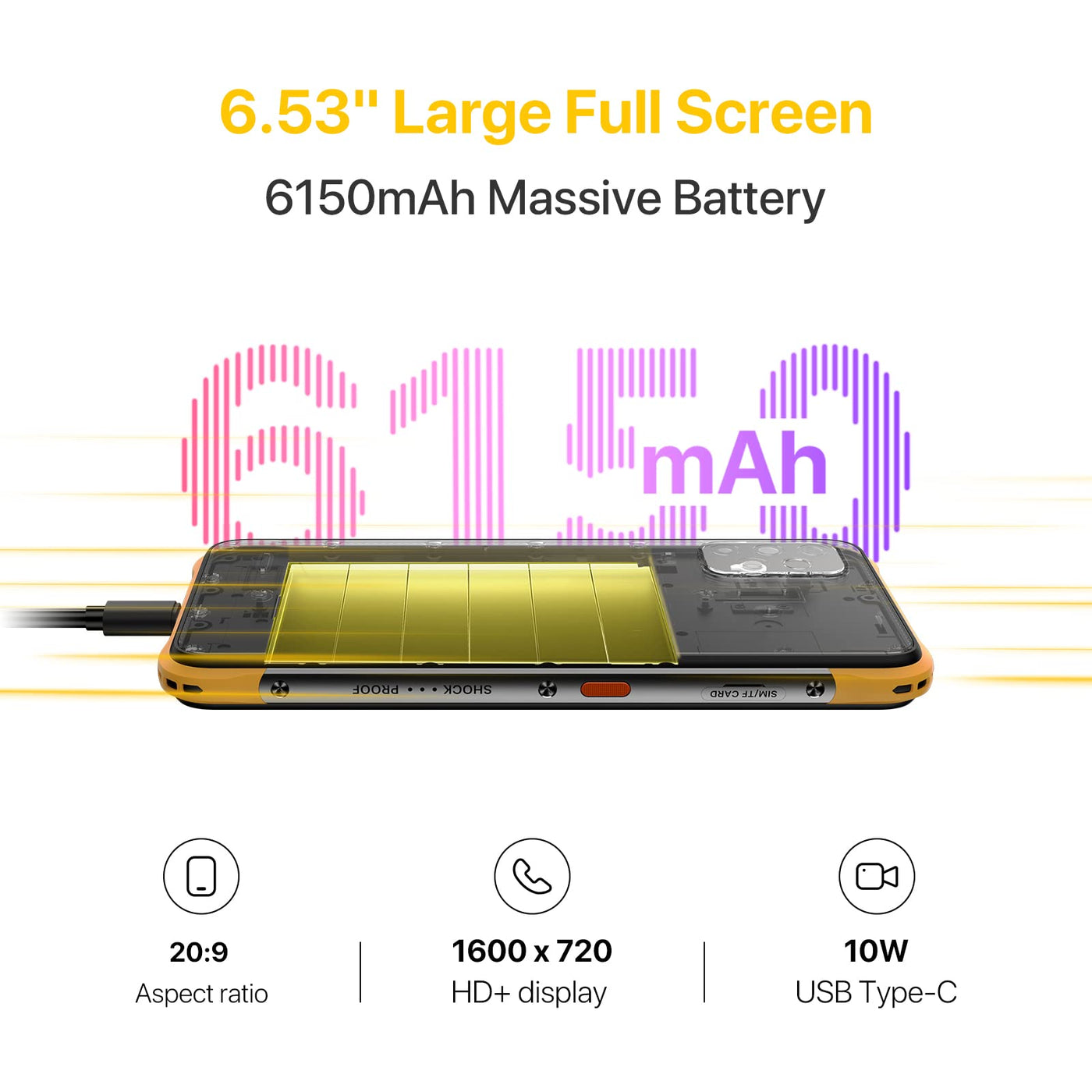 UMIDIGI Bison X10 Outdoor Smartphone Ohne Vertrag, 4GB +128GB Android 11 Smartphone, 6.53 Zoll FHD+ Speicher, 20MP Triple Kamera 6150mAh, IP68 Wasserdichter Outdoor Handy Günstig Dual SIM NFC