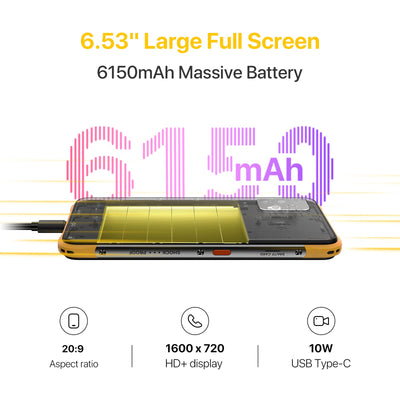 UMIDIGI Bison X10 Outdoor Smartphone Ohne Vertrag, 4GB +128GB Android 11 Smartphone, 6.53 Zoll FHD+ Speicher, 20MP Triple Kamera 6150mAh, IP68 Wasserdichter Outdoor Handy Günstig Dual SIM NFC