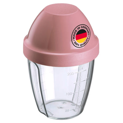 Westmark Schüttelbecher – Dressingshaker mit herausnehmbarer Mixscheibe, Fassungsvermögen: 0,25 l, Höhe: 12,8 cm, Kunststoff, BPA-freier Mixbecher (Klar/Rosa)