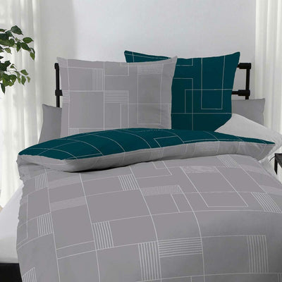 Traumschlaf Biber Bettwäsche Uptown smaragd, 1 Bettbezug 155 x 220 cm + 1 Kissenbezug 80 x 80 cm
