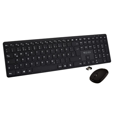 V7 CKW550DEBT Bluetooth Slim Keyboard und Silent Mouse Combo, 2.4GHZ Dual Mode, Deutsch QWERTZ, 4-Tasten-Maus mit Einstellbarer DPI