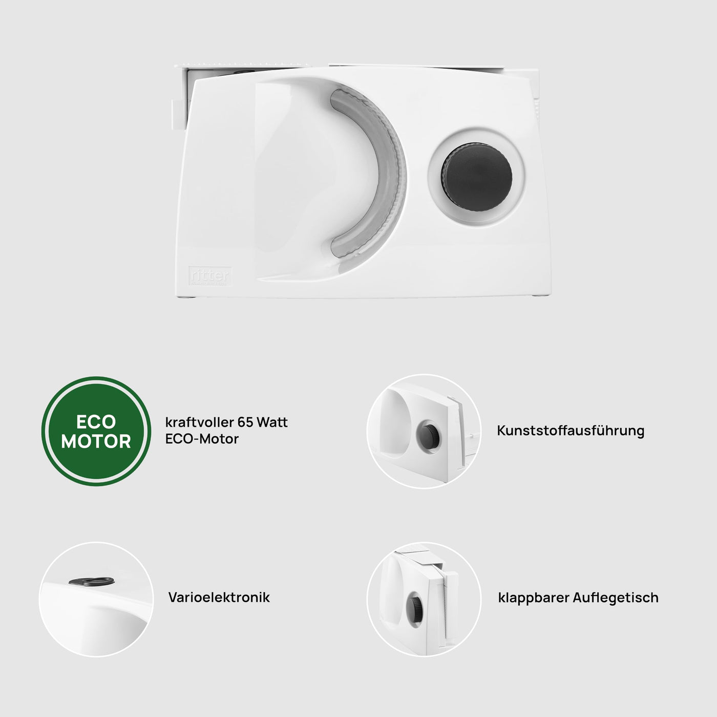 ritter markant 05 Klappbarer elektrischer Allesschneider & Brotschneidemaschine mit Eco-Motor, Made in Germany