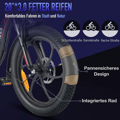 Fafrees F20 E-Bike Klapprad 20 Zoll Elektrofahrrad für Herren Damen 250W Motorund mit 36V 16AH abnehmbarem Akku City Bike 7S E-Mountainbike 20"*3.0 Fat Tire