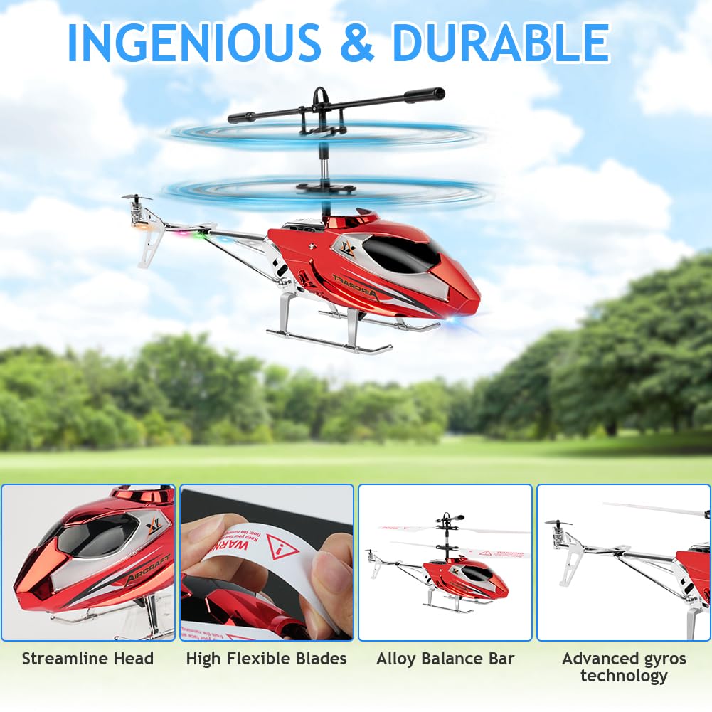 Aolso Hubschrauber RC Helikopter, ferngesteuertes Spielzeug, 3,5 Kanal Indoor fliegendes Spielzeug, Höhenlage Hobby Flugzeug mit Kreisel, Miniflugzeug Geschenk für Kinder und Erwachsene(Rosenrot)