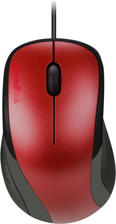 Speedlink KAPPA Mouse wired - leichte USB Maus mit Kabel, PC Maus kabelgebunden für PC, Laptop und Notebook, Büro, Office, 1000dpi, rot