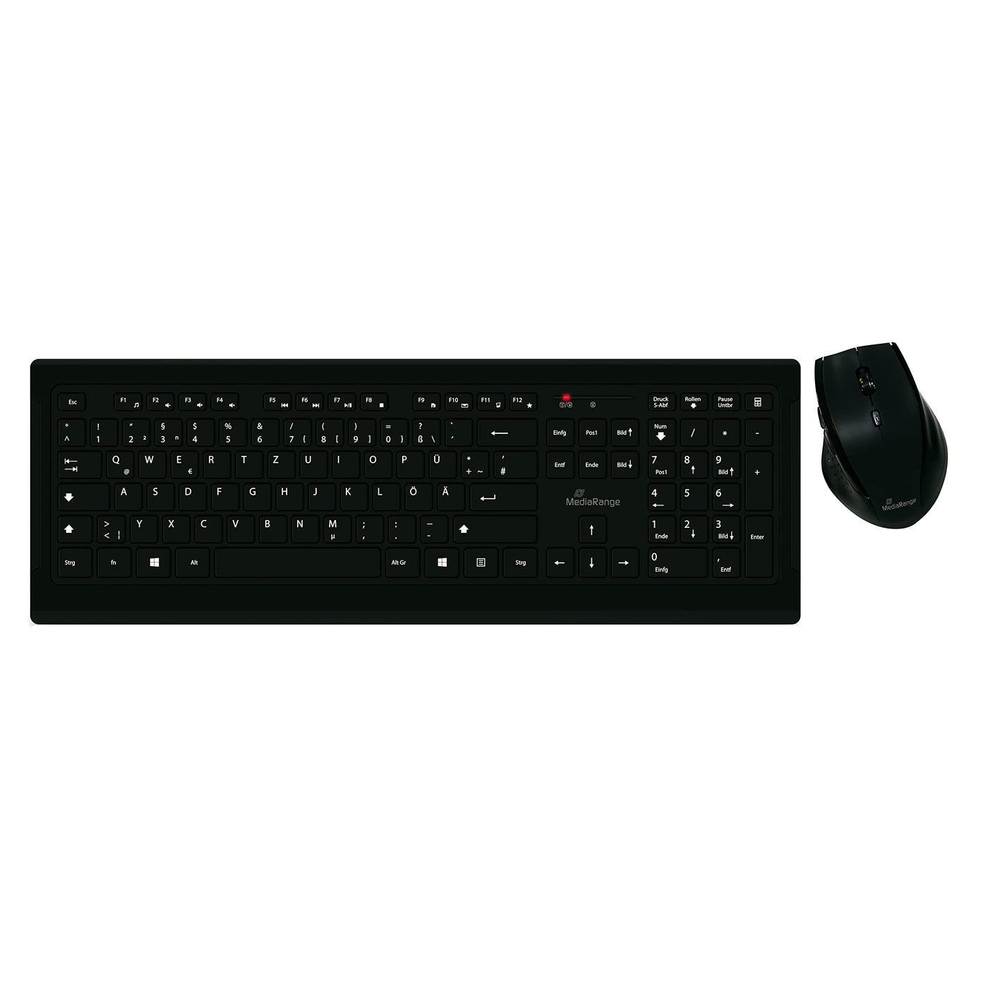 MediaRange Funk-Tastatur und optische 5 Tasten Funk-Maus Set, QWERTZ, schwarz