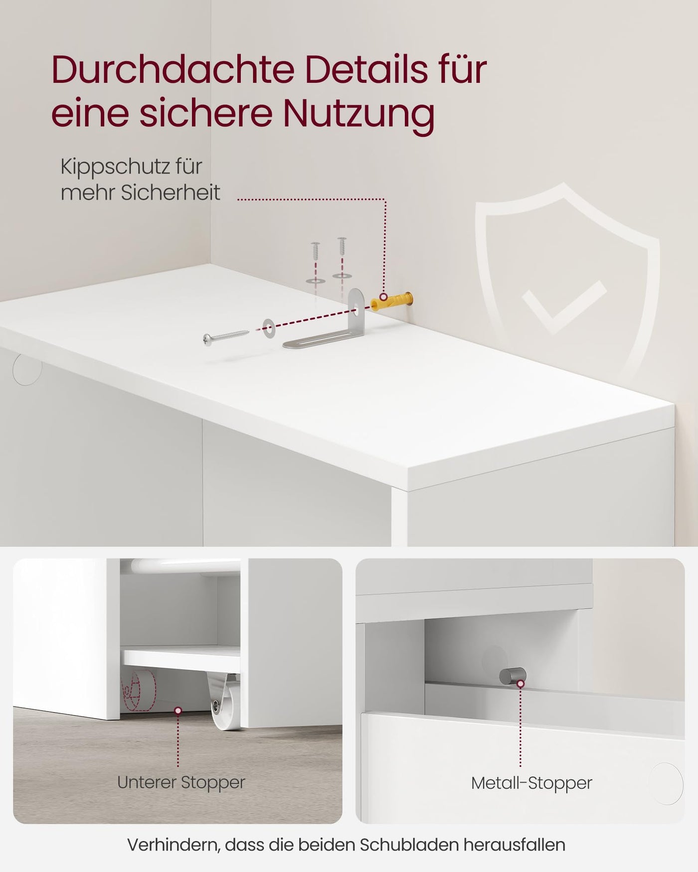 VASAGLE Badezimmschrank hoch, Hochschrank, Badschrank schmal, freistehend, mit Schubladen und höhenverstellbarer Ablage, für kleine Räume, modern, klassikweiß BBK567T14