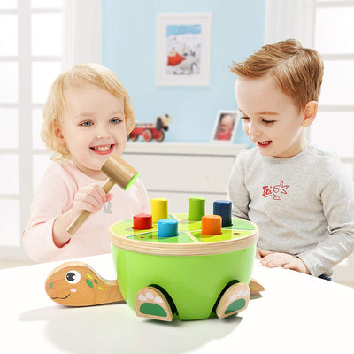 TOP BRIGHT Hammerspiel für Kinder ab 1 Jahre, Langlebiges Holzspielzeug mit Holzhammer, Holz Klopfspiel Geschenk ab 12 Monate Junge Mädchen, Klopfbank ab 1 2 3 Jahr