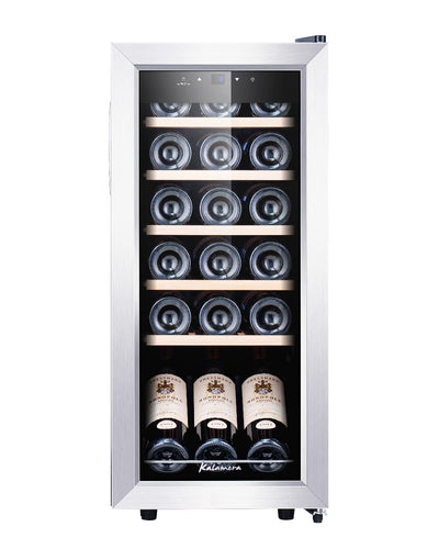 Kalamera Weinkühlschrank, 18 Flaschen 51 Liter Weinkühlschrank klein mit Kompressor, 5-18°C Kühlzone, KRC-51FCSS