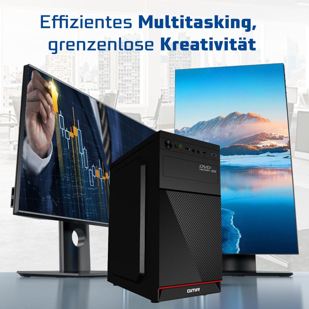 Intel Core i7 Multimedia PC Komplett - Schneller Computer für Büro & Home Office | 32GB RAM | 1000GB SSD | DVD+RW | USB3.0 | WLAN | Windows 11 Pro | WiFi 600 und Bluetooth 5