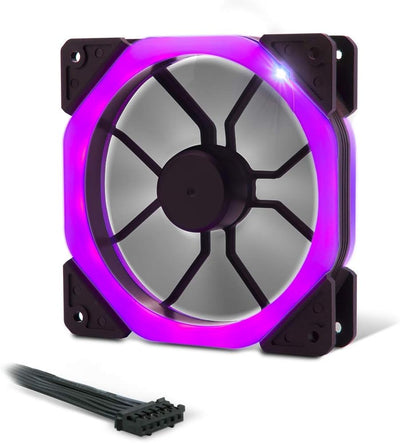 EMPIRE GAMING Warmachine - Gamer-PC-Gehäuse – Mittelgroßer Gehäuseturm ATX - 4 geräuschlose Lüfter - LED-RGB-Dual-Ring: Rückbeleuchtung mit 11 Modi - Front und Seite aus vorgespanntem Glas