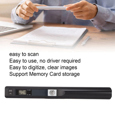 USB Handscanner, Wireless A4 Dokumentenscanner, 300 600 900DPI, JPEG und PDF Format, mit Speicherkarte, für Dokumente Fotos Zeitschriften(Schwarz)