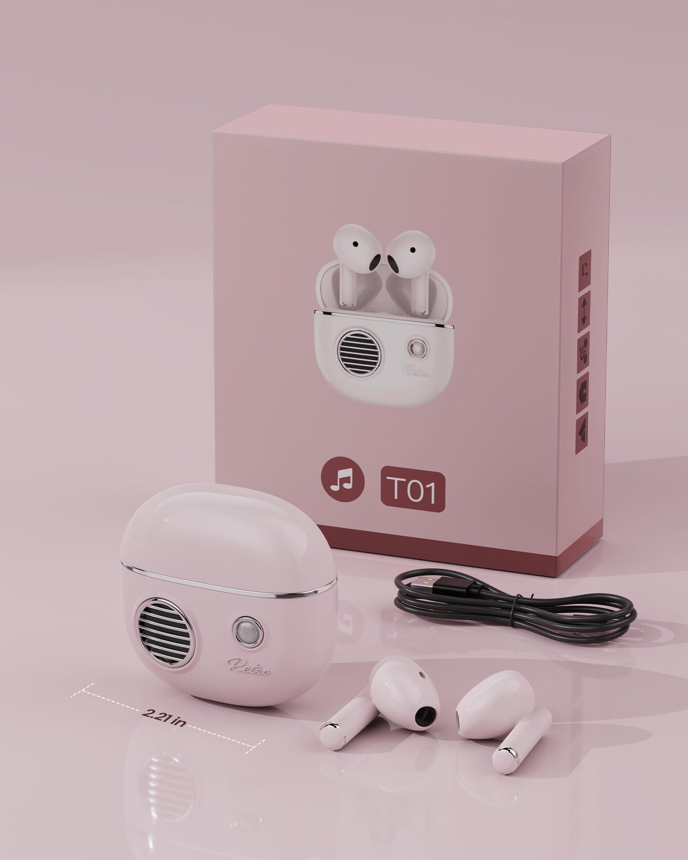 KOOGMOON Bluetooth 5.3 Kopfhörer: In Ear Kopfhörer Kabellos - 3D Stereo HiFi Wireless Earbud - Bluetooth Ohrhörer mit Anrufgeräuschunterdrückung - Schnurlose Kopfhörer Sport USB-C Schnellladung Rosa