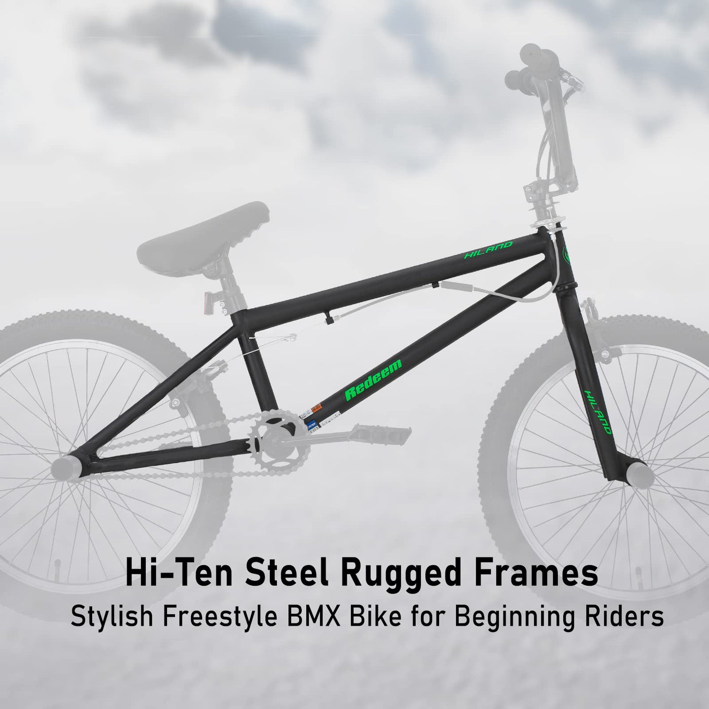 Hiland 20 Zoll BMX, 360° Rotor-System, Freestyle, 4 Stahl Pegs, Kettenschutz, Freilauf Schwarz kinderfahrrad