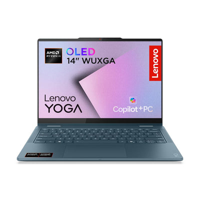 Lenovo Yoga 7 2-in-1 Laptop | Copilot+ PC | 14" WUXGA OLED Display | AMD Ryzen AI 5 | AMD Radeon Grafik | 16GB RAM | 512GB SSD | Win11 | QWERTZ | Tidal Teal | Inkl. Pen | 3 Monate Premium Care