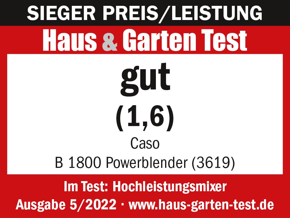 CASO B 1800 PowerBlender, Standmixer,Testsieger Haus & Garten Test, für Milchshakes, Babybrei etc., 1800 Watt Motor, großer Mixbehälter (1,75 l), Edelstahlgehäuse