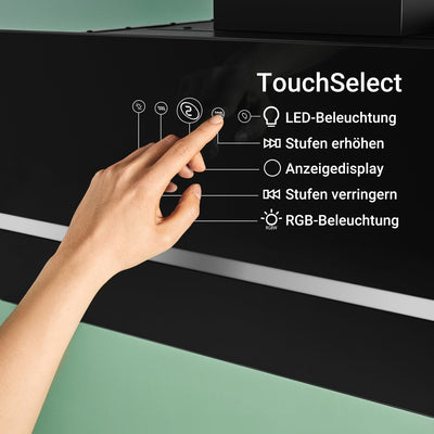 KKT KOLBE Dunstabzugshaube 90 cm | Wandhaube Kopffrei | Schwarz Glas | Smart WiFi App | Nachlaufautomatik | RGBW-LED | WLAN | SensorTouch Bedienung | EASY909SHCM