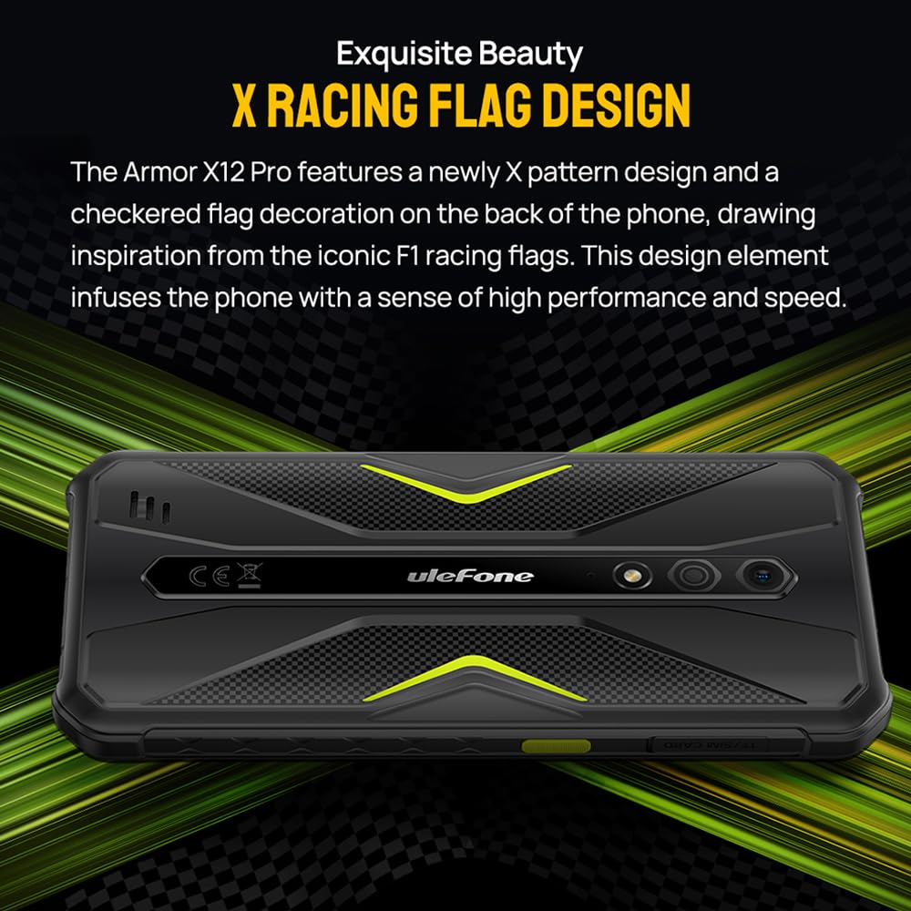 Ulefone Armor X12 Pro Outdoor Handys ohne Vertrag, MTK G36 8GB+64GB Outdoor Smartphone Android 13, 13MP+8MP, 5.45" HD+, 4860mAh Akku, IP68 Handy ohne Vertrag, Dual SIM 4G NFC OTG GPS FM,Grün
