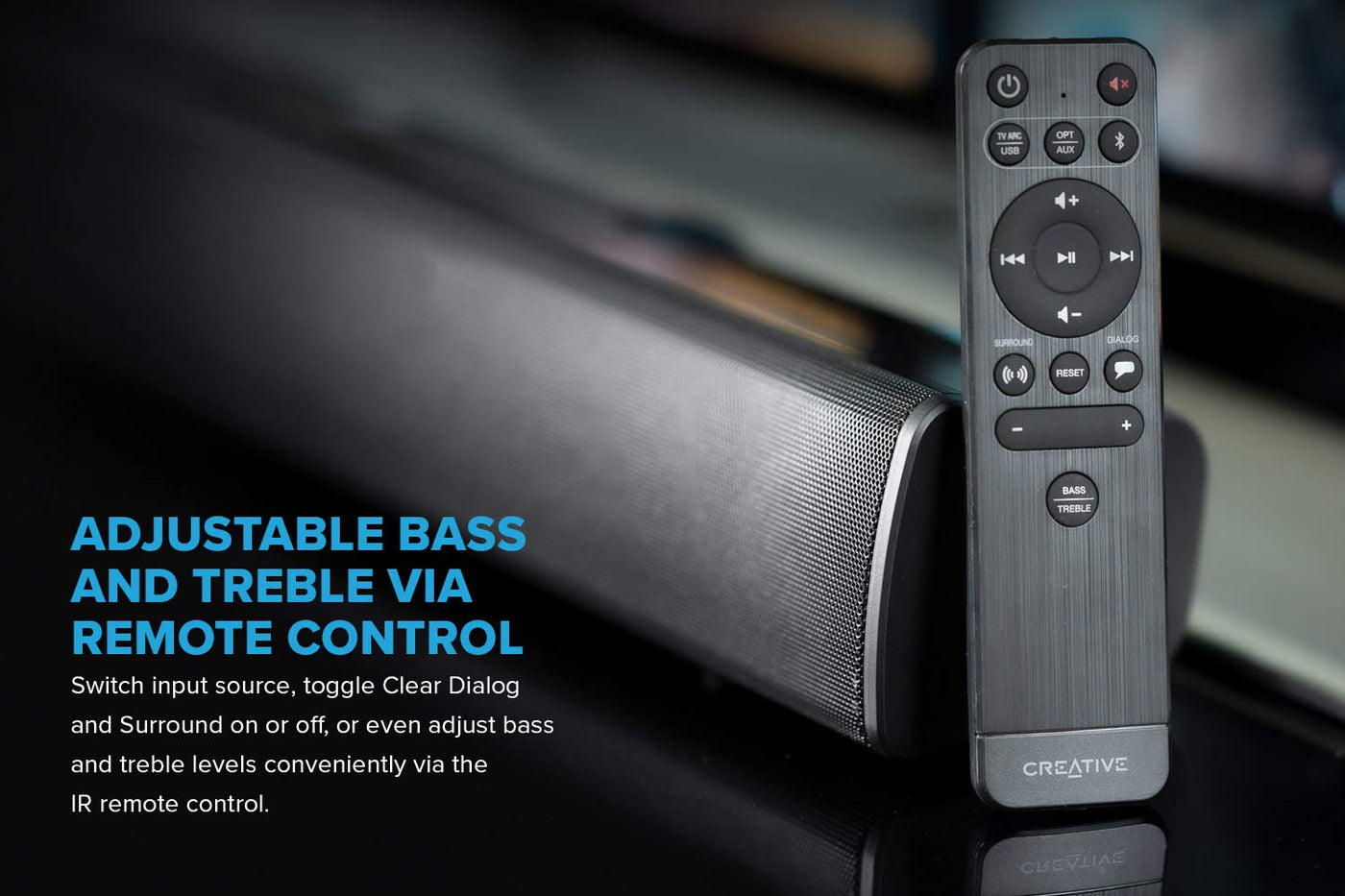 Creative Stage V2 2.1 Soundbar mit Subwoofer, Clear Dialog und Surround von Sound Blaster, Bluetooth 5.0, TV ARC, Optical sowie USB Audio, Wandmontage möglich, Bass- und Höheneinstellung, für TV
