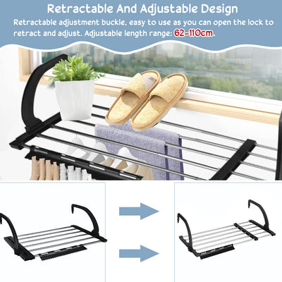 REFORUNG 1 Stück Heizkörper Wäschetrockner Edelstahl Wäscheständer Heizung 62-110cm Balkonwäschetrockner Ausziehbar Wäschehänger Balkon Hängewäschetrockner Klappbar Heizkörpertrockner für Socken