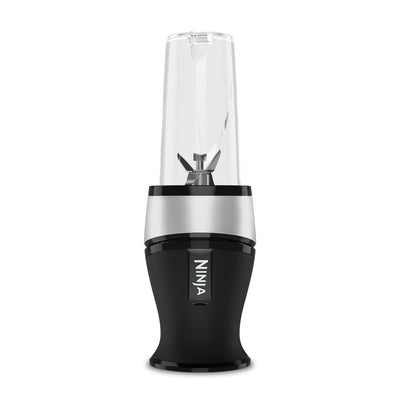 Ninja 700W Slim Mixer & Smoothie Maker, 2x 470ml Becher mit Ausgussdeckel, persönlicher Mixer, Zerkleinert Eis & Gefrorenes Obst, Silber/Schwarz QB3001UKS