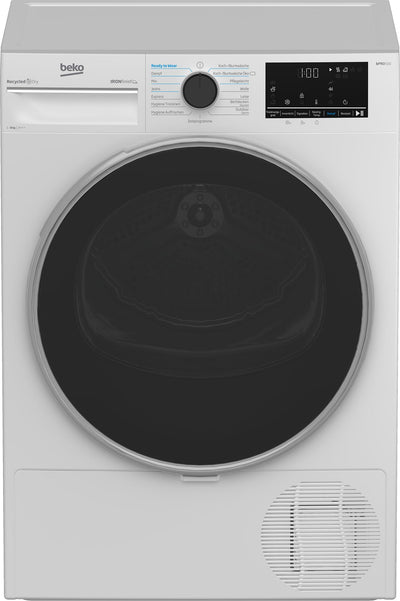 Beko B5T4824IF bPRO 500 Wäschetrockner, 8 kg, Frontlader Wärmepumpentrockner, allergikergeeignet, 15 Programme, Dampffunktion, Knitterschutz, Silent-Programm, AquaWave Schontrommel, Weiß