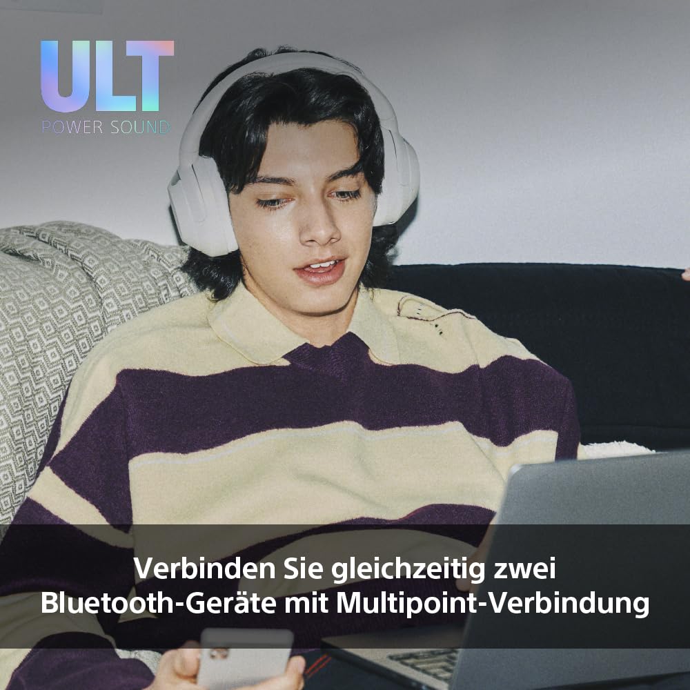 Sony ULT WEAR | Kabellose Bluetooth Kopfhörer mit Noise Cancelling | mit Mikrofon, 30 h Akku, Bass Boost Funktion | Geeignet für Sport, Musikgenuss, Reisen & Arbeit, Schwarz