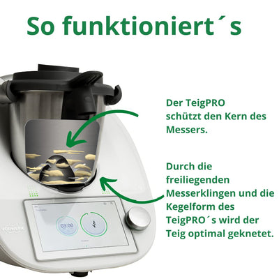TeigPRO – passend für den Thermomix TM6, TM5, Teig Pro Messer Dreckschutz, schützt das Thermomix Messer, verringert das Eindringen von Teigresten&Schmutz. Blitzschnelles reinigen des Thermomix Messers