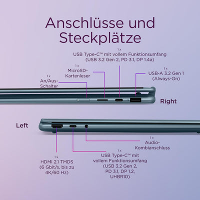 Lenovo Yoga 7 2-in-1 Laptop | Copilot+ | 14"WUXGA OLED | AMD Ryzen AI 7 | 16GB RAM | 512GB SSD | AMD Radeon 860M | Win11 | QWERTZ | Tidal Teal | 3 Monate Premium Care | inkl. Hülle Exklusiv bei Amazon