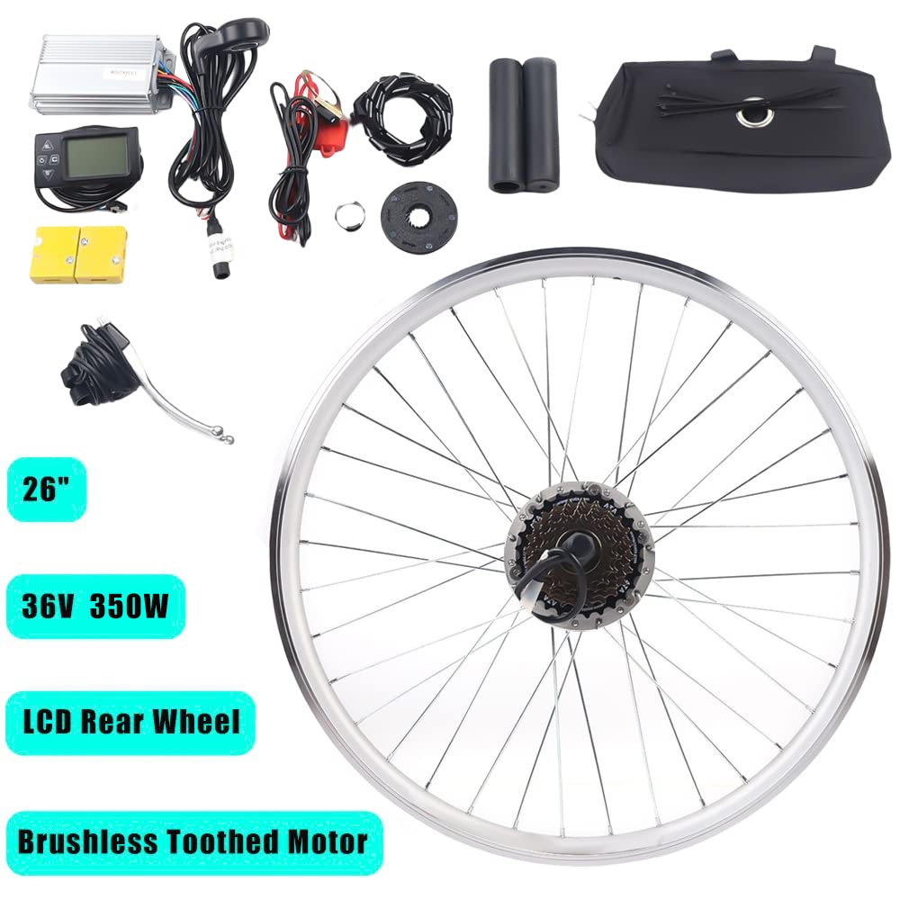 Froulaland 26 Zoll 36V 350W Elektrofahrrad Hinterrad Umbausatz E-Bike Conversion LCD Kit Ausgestattet Mit Einem Leistungsstarken Controller, Um Eine Große Stromversorgung Sicherzustellen.