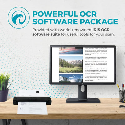 IRIScan Executive Mobile Scanner-dokumentenscanner A4 8PPM Duplex Scanner - v4: PDF-Editor, USB-betrieben, PDF-Scanner,OCR, Scan zu Word, PDF, XLS, Visitenkarten zu Outlook,Foto Scanner, Win