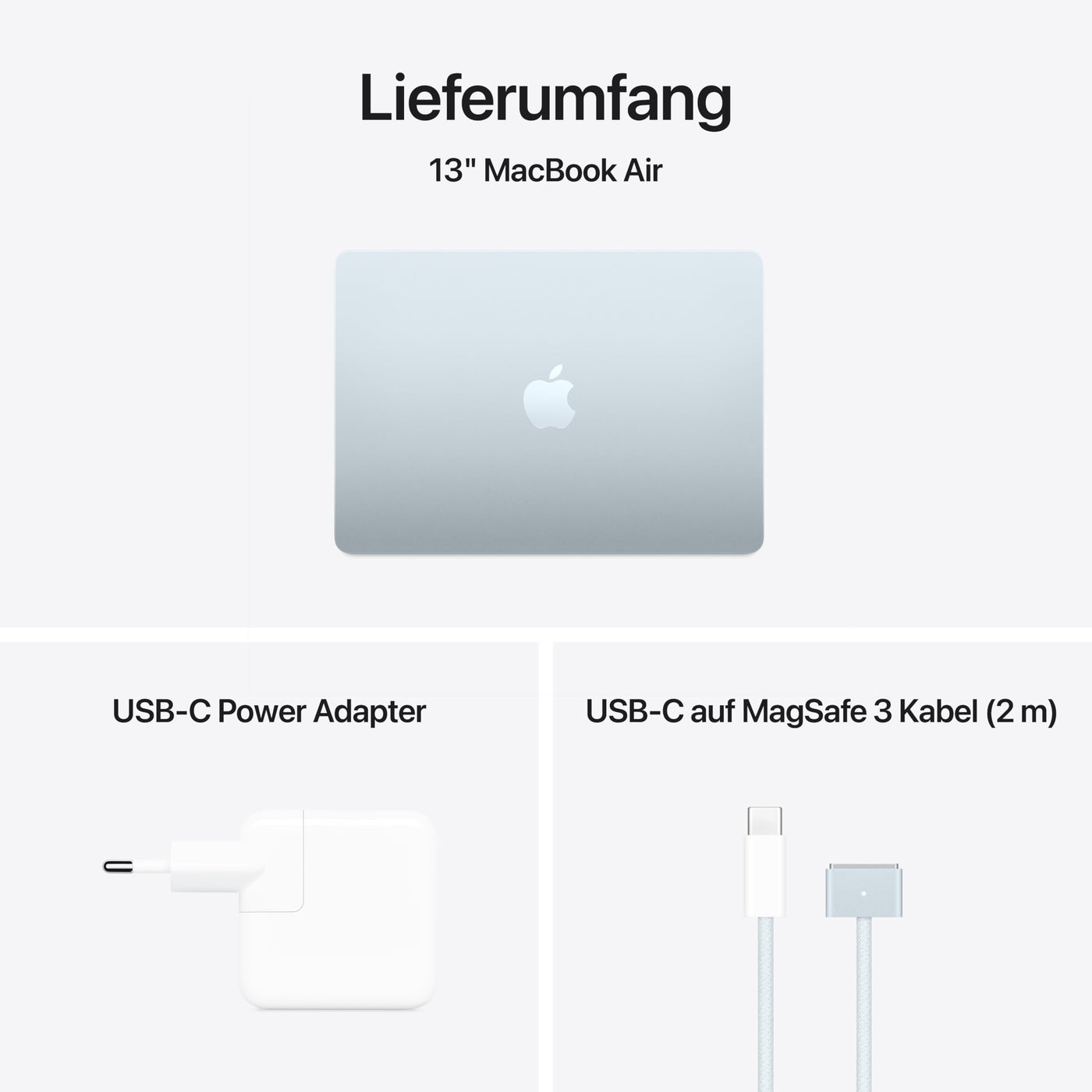 Apple MacBook Air (13", Apple M4 Chip mit 10‑Core CPU und 10‑Core GPU, 24GB Gemeinsamer Arbeitsspeicher, 512 GB) - Himmelblau