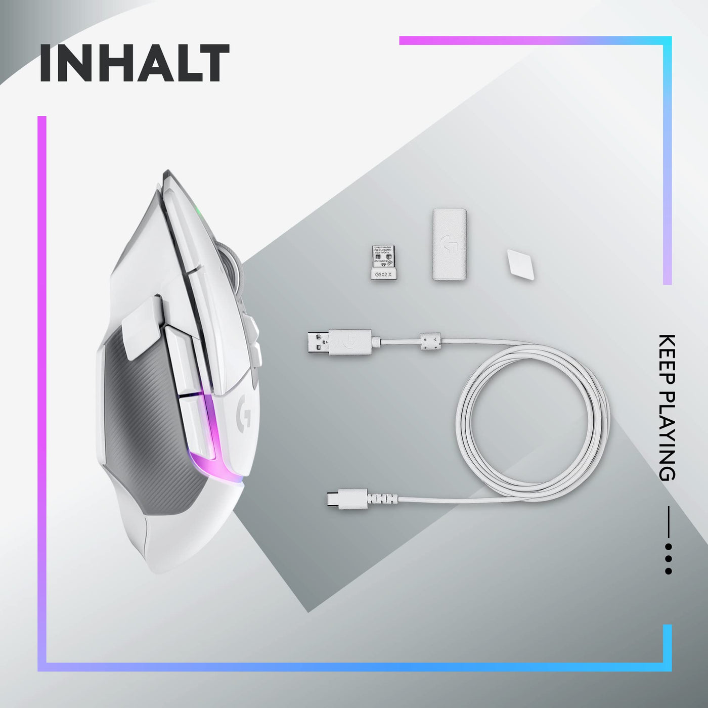 Logitech G G502 X PLUS LIGHTSPEED Souris Gaming RVB Sans Fil - Souris optique boutons hybrides LIGHTFORCE, LIGHTSYNC RVB, Capteur gaming HERO 25K, Compatible avec PC - macOS/Windows - Blanc