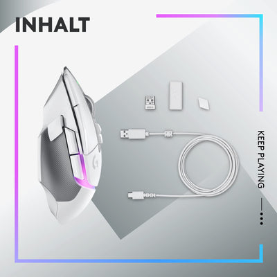 Logitech G G502 X PLUS LIGHTSPEED Souris Gaming RVB Sans Fil - Souris optique boutons hybrides LIGHTFORCE, LIGHTSYNC RVB, Capteur gaming HERO 25K, Compatible avec PC - macOS/Windows - Blanc