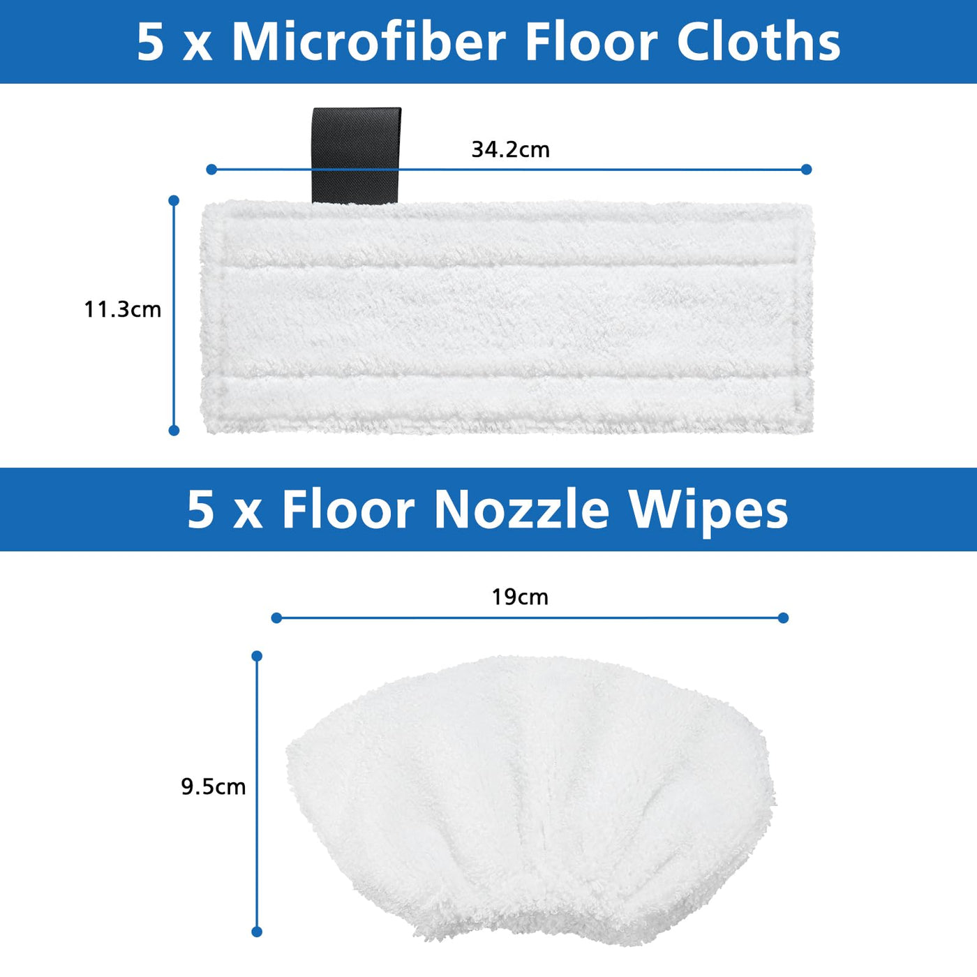 Sunnila 10 Stück Mikrofaser-Tuchset Waschbar 5 Bodendüse + 5 Handdüse Microfiber Cloth für Kärcher Dampfreiniger EasyFix SC2, SC3, SC4, SC5