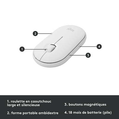 Logitech MK470 Slim Combo Kabelloses Tastatur-Maus-Set, 2.4 GHz Verbindung via Nano-USB-Empfänger, 10m Reichweite, 18-Monate Batterielaufzeit, PC/Laptop, Französisches AZERTY-Layout - Weiß