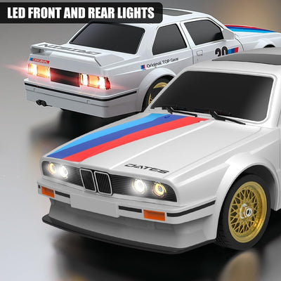 Mostop Ferngesteuertes Auto 1/16 Scale RC Drift Car 2.4GHz 4WD High Speed 30+KM/H Klassisches Fahrzeug mit LED Lichtern Drifting Tires Racing Vehicle Toys Gifts for Adults Boys, 2 Batteries, White