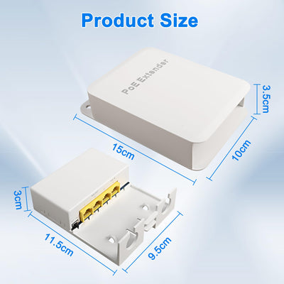 MEIRIYFA Gigabit PoE Extender Outdoor 4 Ports PoE Switch IEEE 802.3 af/at PoE Repeater, 1000Mbps 1 PoE in 3 PoE Out Waterproof 30W 100m of Power and Data for PoE Injector and Security Camera