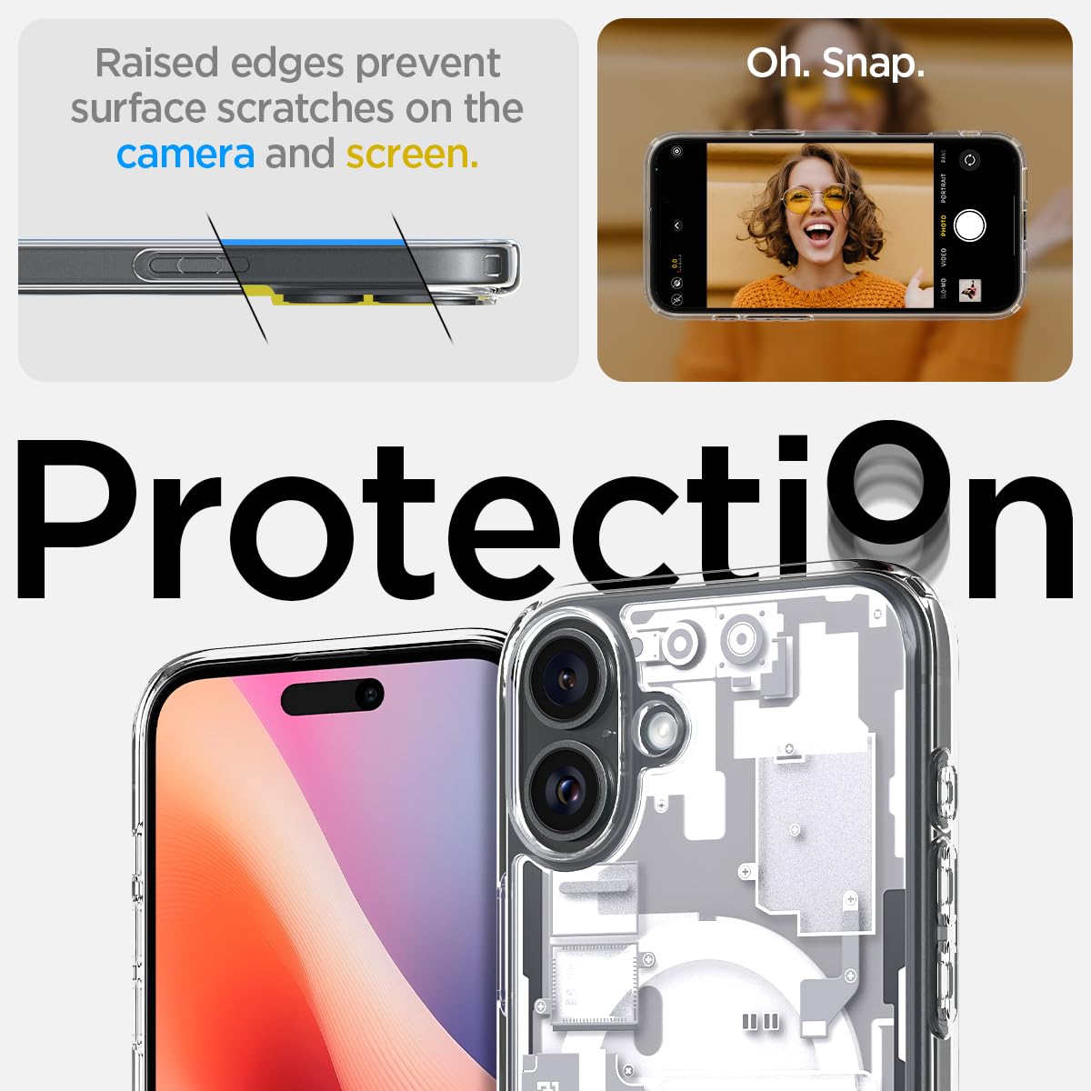 Spigen für iPhone 16 Plus Hülle [Anti-Yellowing] Ultra Hybrid MagFit Case Handyhülle Transparent Dünn Slim Kompatibel mit MagSafe -Zero One White