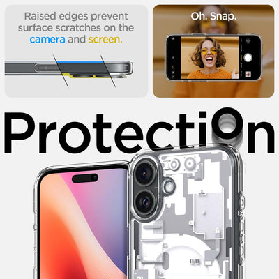 Spigen für iPhone 16 Plus Hülle [Anti-Yellowing] Ultra Hybrid MagFit Case Handyhülle Transparent Dünn Slim Kompatibel mit MagSafe -Zero One White