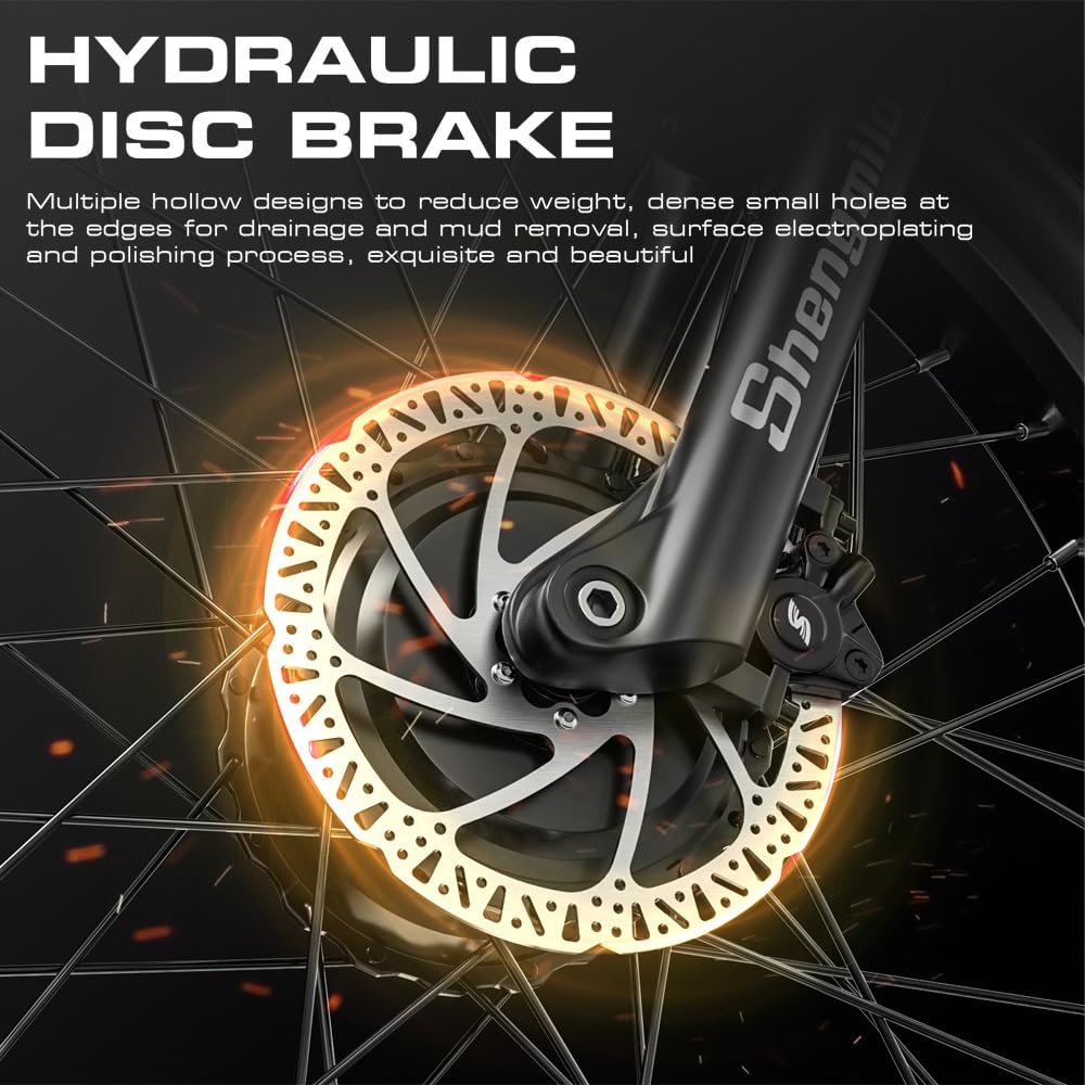 Shengmilo E Bike Elektrofahrrad Herren Damen 26'' E-Mountainbike E-Bike 48V17.5Ah Akku 7 Gang Schaltwerk Elektrisches Fahrrad mit Bafang motor Fat Tire hydraulische Scheibenbremsen Hinter Gepäckträger