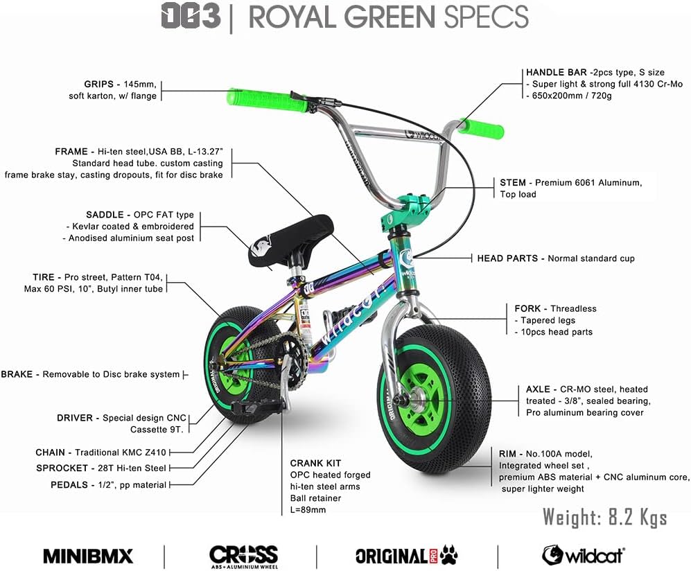 Wildcat Royal Green Mini BMX 10 Zoll (mit Bremsen), grün