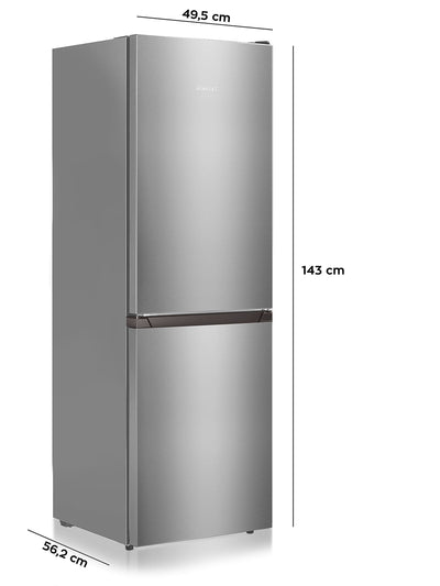 Heinrich´s Kühlgefrierkombination 175Liter, Kühlvolumen 122L, Gefrierfach 53L,LED Innenraumbeleuchtung, Kühlschrank Türanschlag wechselbar, leise 39dB,große Tiefkühlboxen, 7 Temperaturstufen,inox